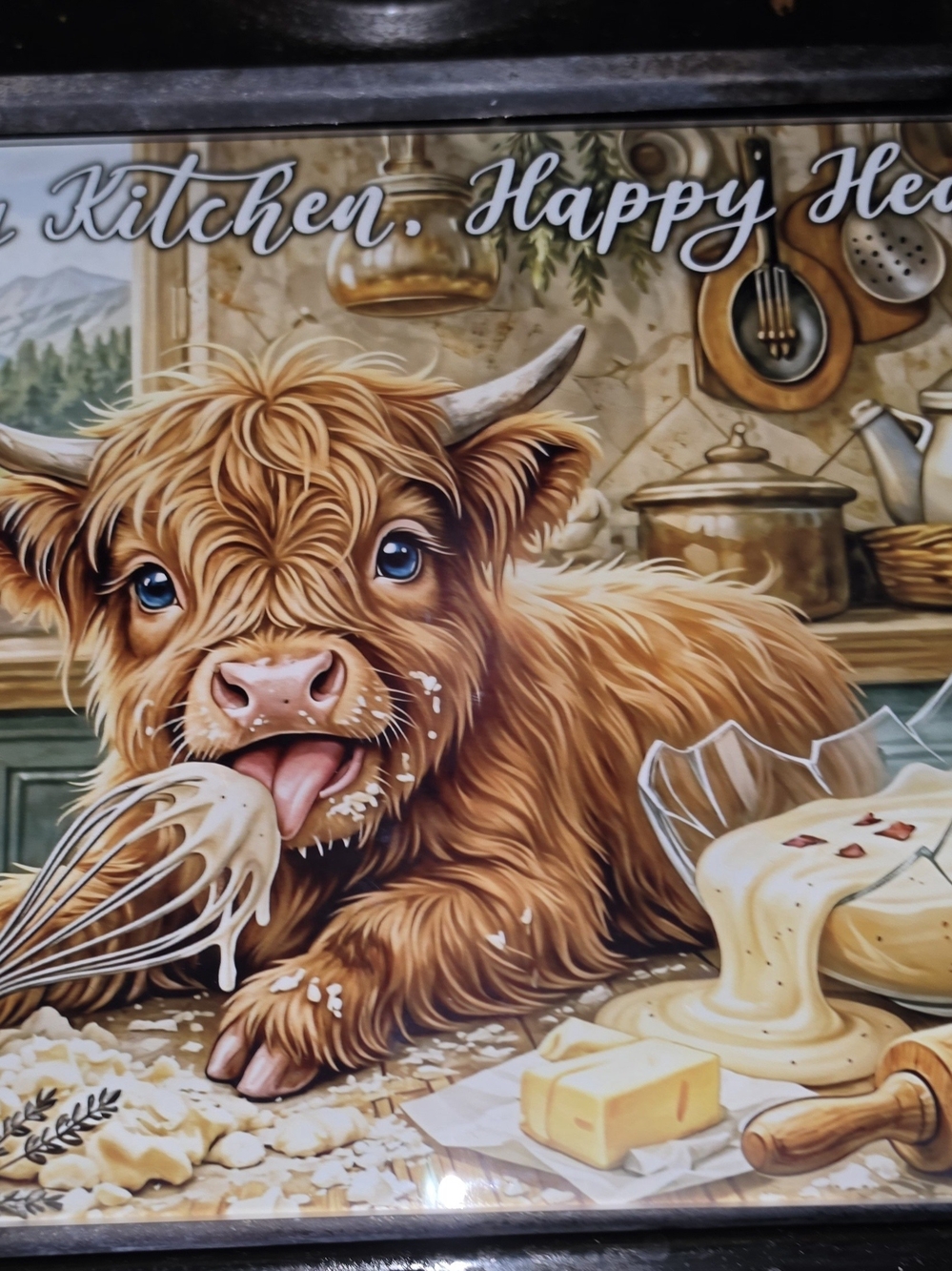 Messy Kitchen Happy Heart Glass Cutting Board – Cute Baking Cow Farmhouse